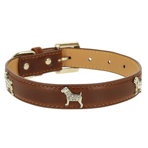 Ошейник для собак КАСКАД  Колибри  с украшениями  Собака со стразами  25ммх50см коричневый