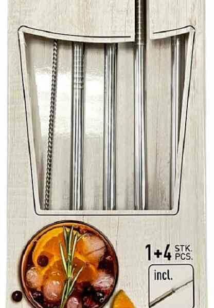 Трубочки для коктейлей Fackelmann многоразовые 21,5 см, 4 шт.