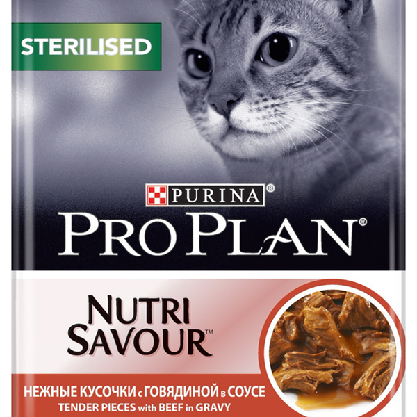 Корм для взрослых стерилизованных кошек Purina Pro Plan Nutri Savour с говядиной 