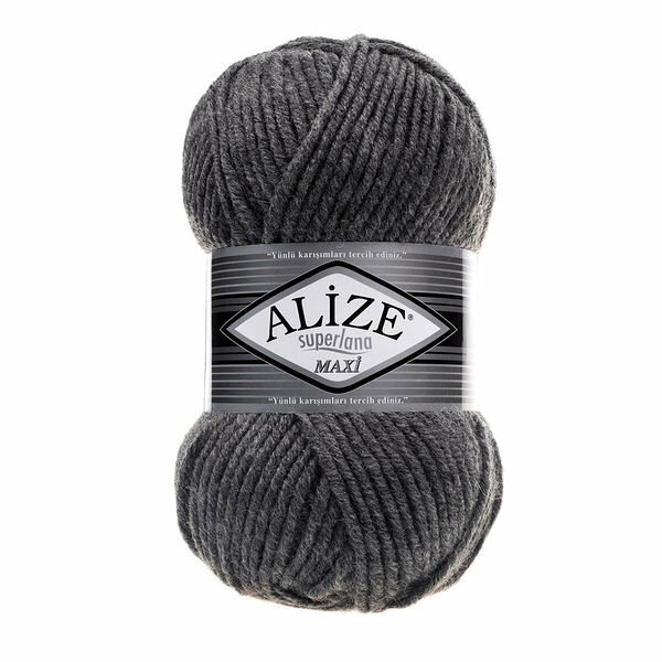 Пряжа ALIZE 'Superlana maxi' 100гр. 100м. (75% акрил, 25%шерсть) ТУ(182 средне-серый)