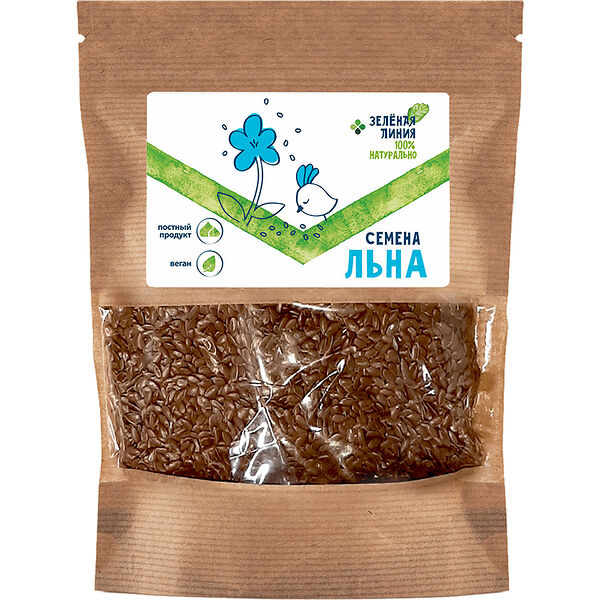 Семена льна коричневые Зелёная Линия, 200г