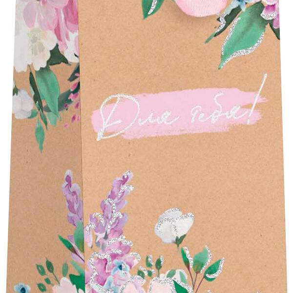 Пакет подарочный Пакетико для бутылок с блесками Kbp пдл Крафт 12x38см