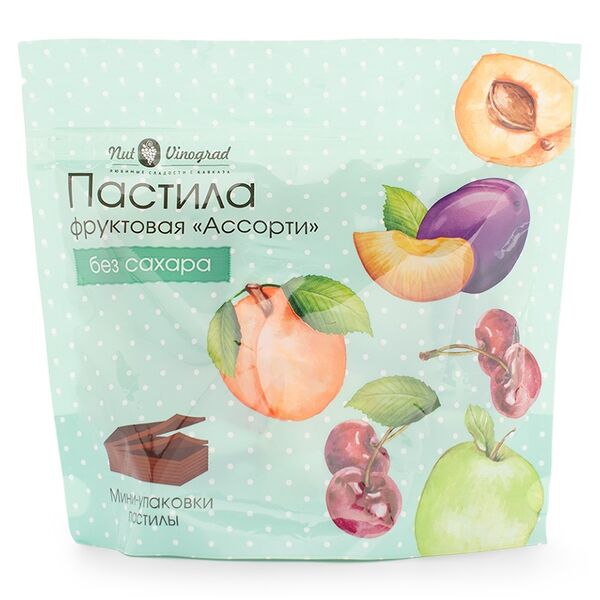 Пастила Nut Vinograd Ассорти конфетки Яблоко, абрикос, вишня, слива 200г, Россия
