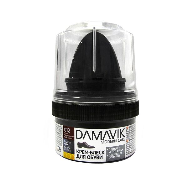 Крем-блеск для обуви с губкой, пласт.банка 50мл. темно-коричневый