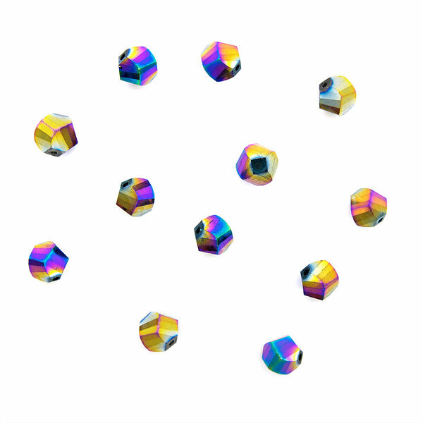 11334 Бусины стеклянные, 10мм, 12шт/упак(5-радужный)