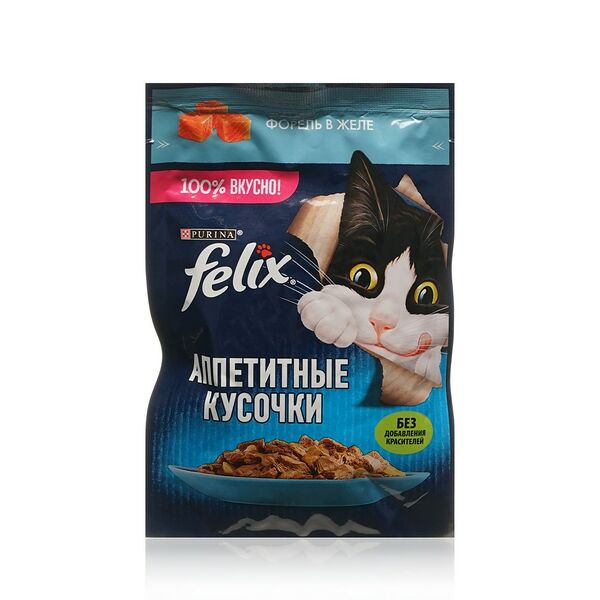 Влажный корм для кошек Felix Аппетитные кусочки с форелью, 75г
