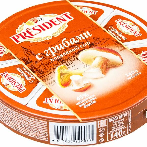 Сыр плавленый President с грибами 45%