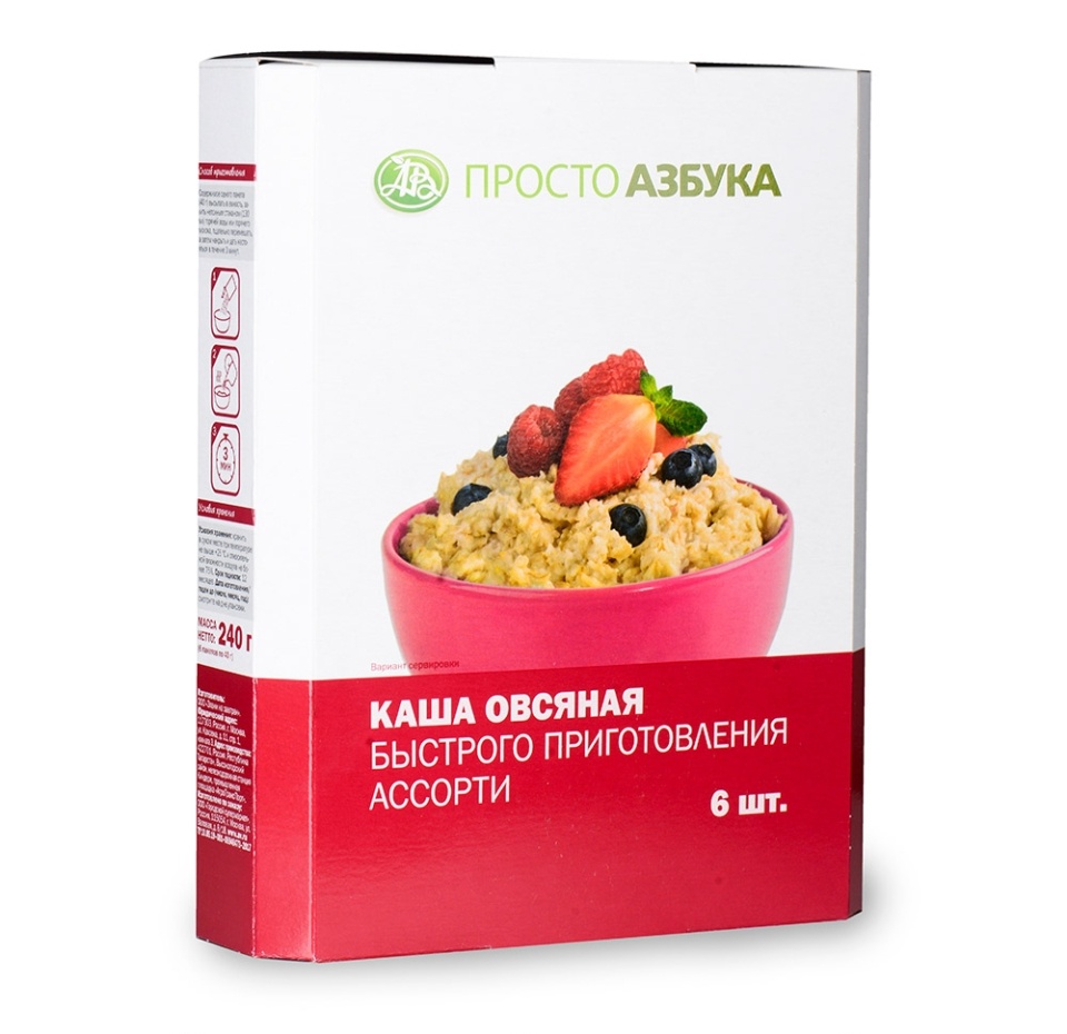 

Каша овсяная Просто Азбука Ассорти, 240 г 6 пакетиков