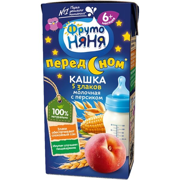 Фруто Няня питьевая каша перед сном 5 злаков персик 200мл