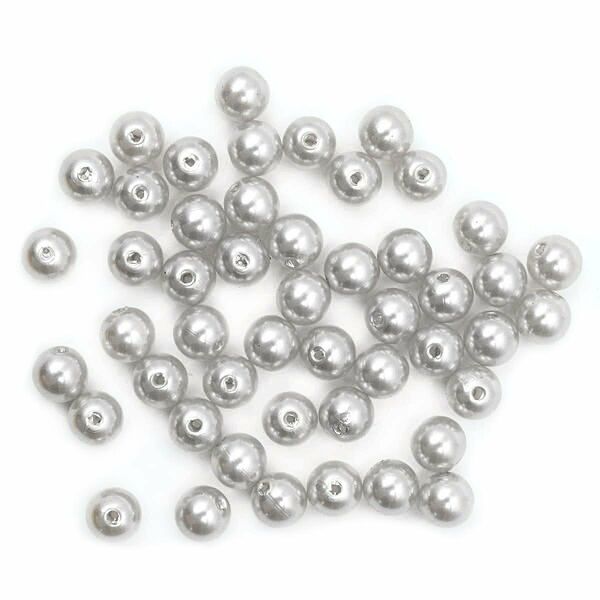 Бусины круглые, пластик, 10мм, 25гр Astra&Craft(031 NL серый)
