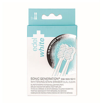 Сменные насадки edel+white Whitening Stain Eraser Dual Clean для электрической звуковой зубной щетки Sonic Generation 8 Winner 2 шт, Швейцария