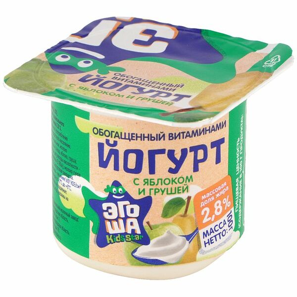 Йогурт Эгоша детский вязкий яблоко-груша 2.8%