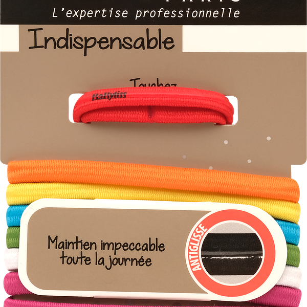 Резинки для волос BABYLISS PARIS Sport цветные нескользящие, Арт. BS794514, 10шт