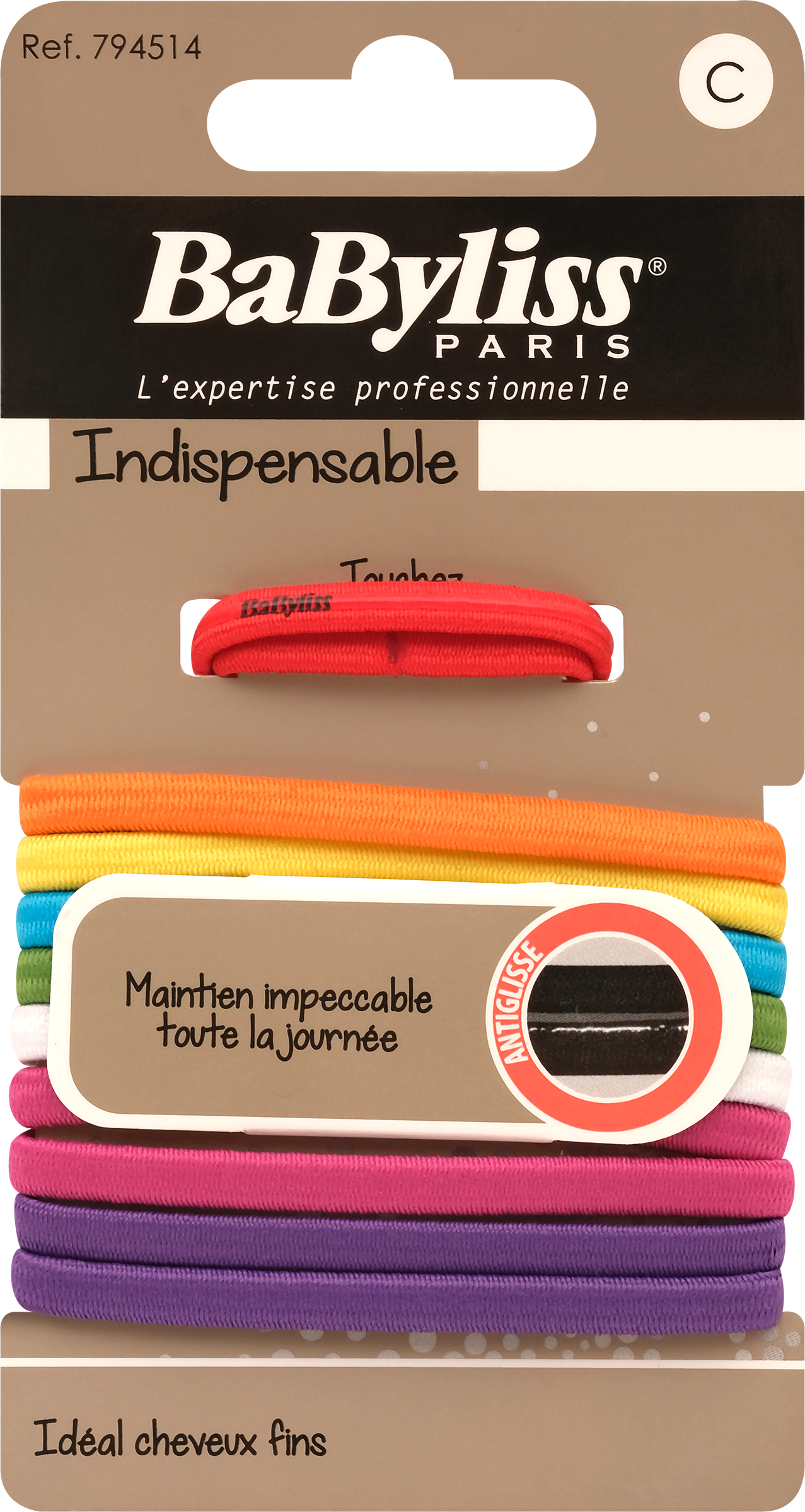 

Резинки для волос BABYLISS PARIS Sport цветные нескользящие, Арт. BS794514, 10шт