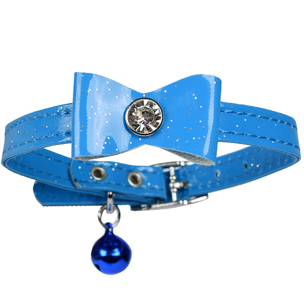 Ошейник для кошек с бантиком и колокольчиком из эко кожи, 30 см