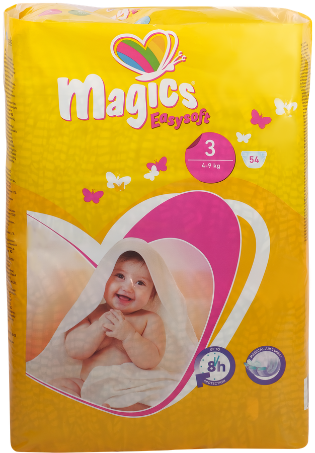 

Подгузники детские MAGICS Easysoft Midi, 4-9 кг, 54шт