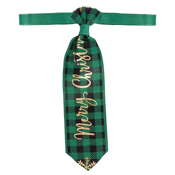 Галстук для кошек и собак зеленый в клетку Merry Christmas, 20-35 см