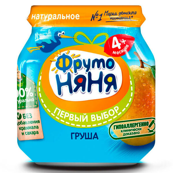 Пюре ФрутоНяня 100г груша гипоаллергенное с 4 месяцев