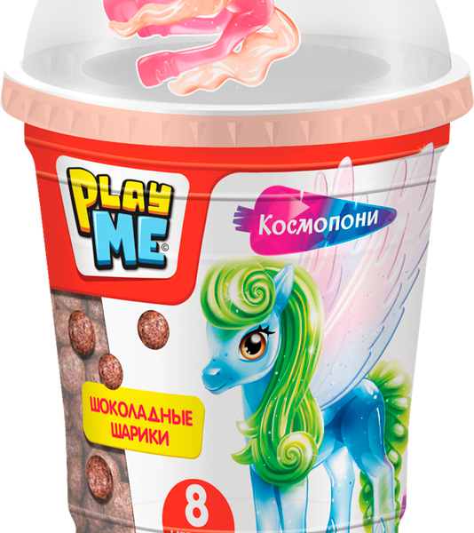 Подарочный набор детский PLAY ME Космопони Шоколадные шарики для молочного завтрака + игрушка, без змж