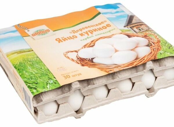 Яйцо куриное пищевое столовое Глобус Деревенское первой категории С1, 30 шт.