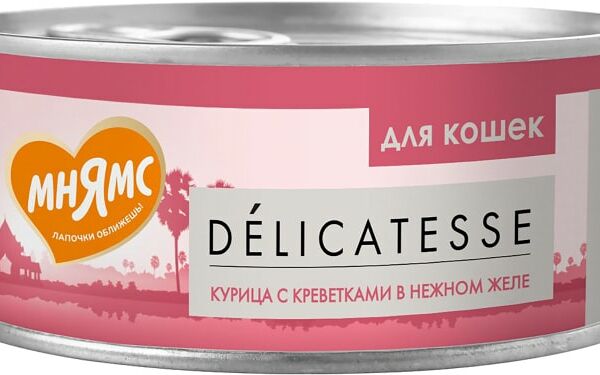 Влажный корм для кошек Мнямс Курица с креветками в нежном желе 70г