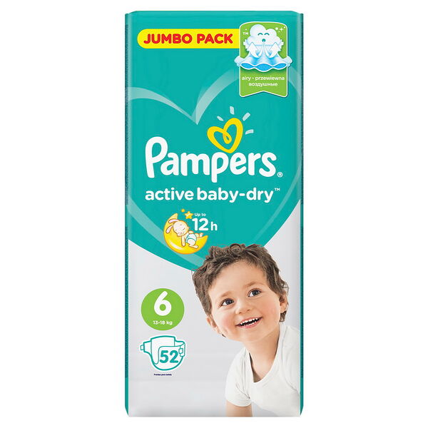 PAMPERS Подгузники Active Baby-Dry Extra Large (13-18 кг) Упаковка  Mega 52