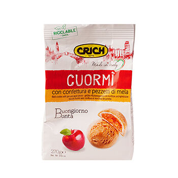 Печенье Crich Cuor Mi Biscuits песочное с яблочным джемом 270г, Италия