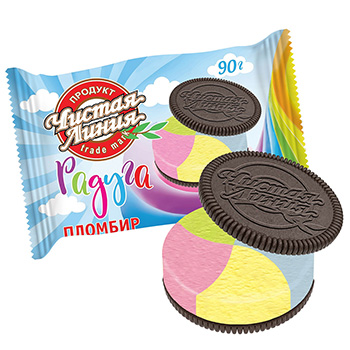 

Мороженое-сэндвич Радуга Чистая Линия, 90 г Россия БЗМЖ