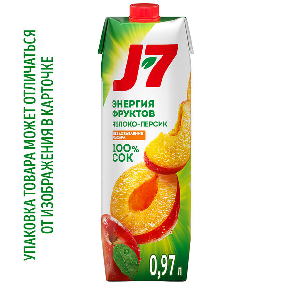 Сок J7 Энергия Фруктов яблоко-персик с мякотью