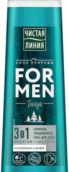 Шампунь-кондиционер-гель для душа Чистая Линия Энергия + чистота для мужчин 3в1