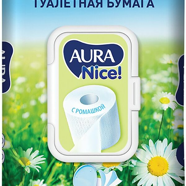 Туалетная бумага влажная Aura С ромашкой