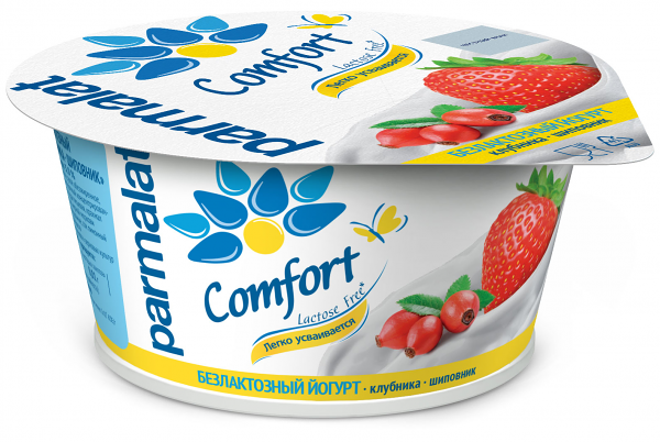 Йогурт Parmalat Comfort безлактозный клубника шиповник 3,5%