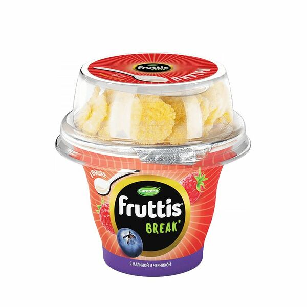 Продукт йогуртный Fruttis Вкусный перерыв малина-черника 2.5%, 165+10г