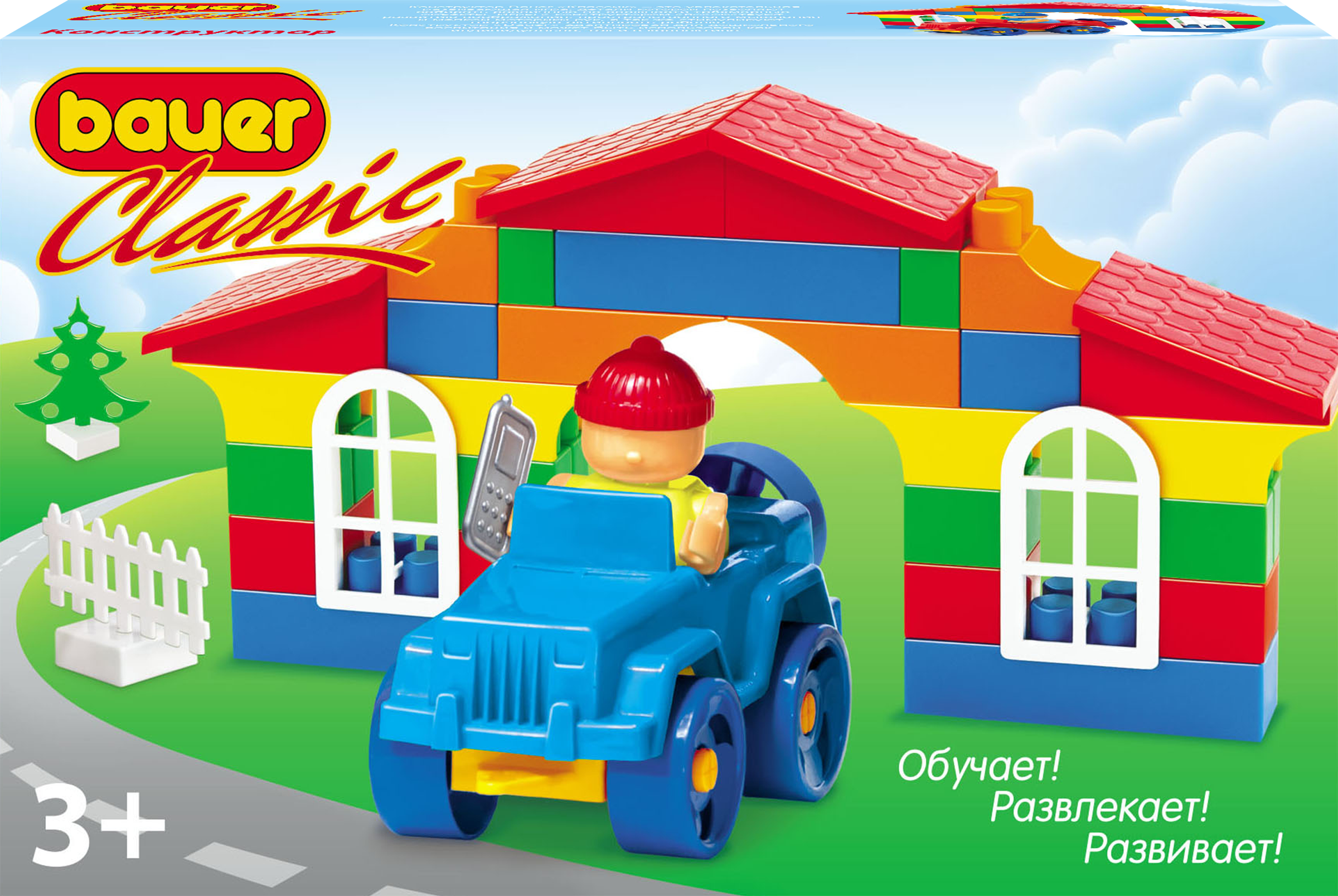 

Конструктор Bauer Classic Блокмен на джипе и средний домик