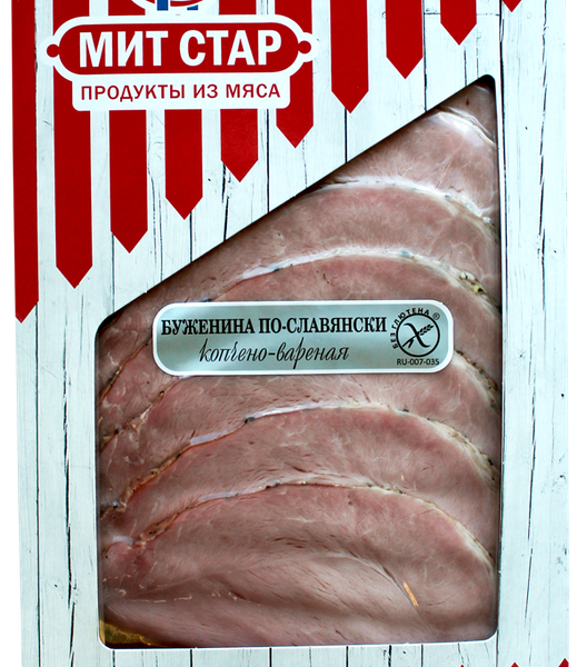 Буженина копчено-вареная МИТ СТАР По-Славянски, нарезка