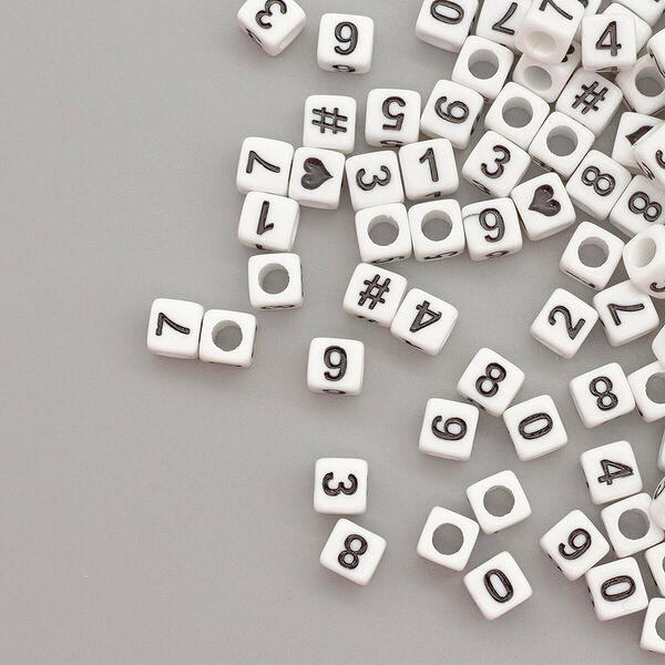 Бусины с цифрами 6*6мм, 150шт/упак, Astra&Craft
