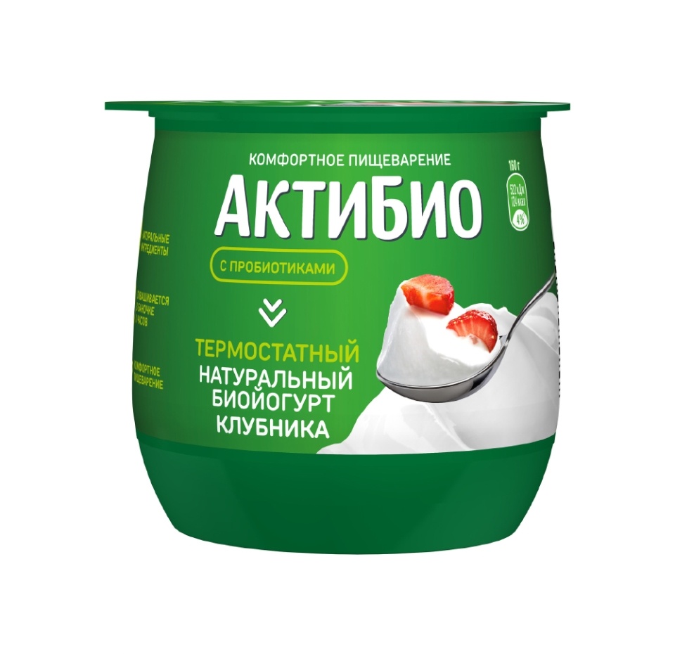 

Биойогурт АктиБио термостатный клубника 1.7% стакан, 160 г