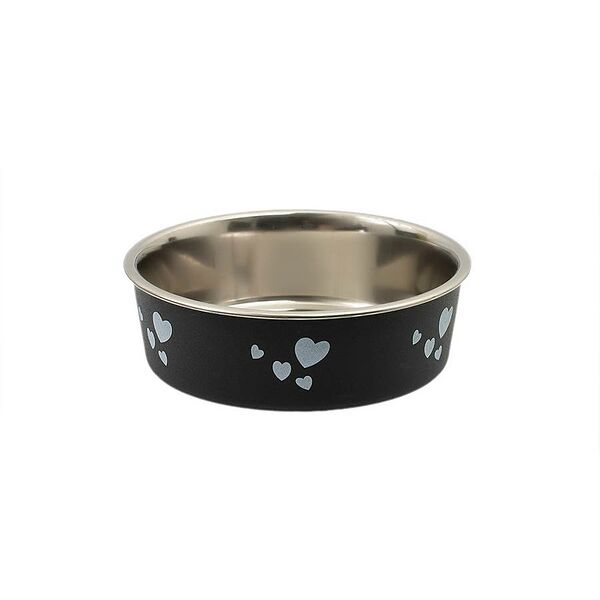 Миска металлическая с рисунком тяжелое прорезиненное дно 16см