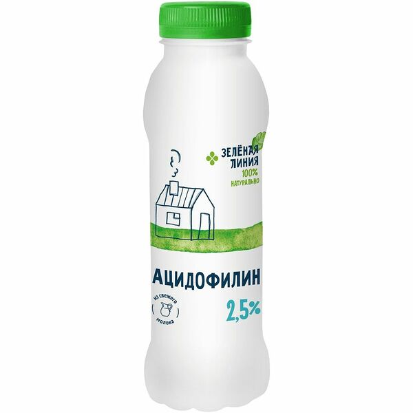 Ацидофилин Зелёная Линия БЗМЖ 2.5% ПЭТ, 300г