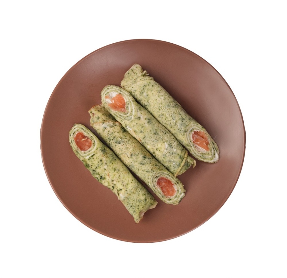 

Блинчики с лососем и шпинатом 1 шт 65 г, Россия