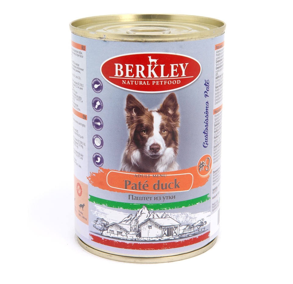 

Корм для собак BERKLEY №3 паштет из утки банка 400 г