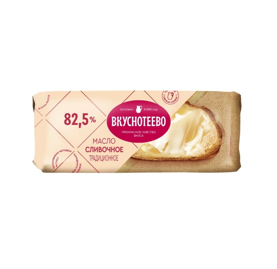 

Масло сливочное Вкуснотеево Традиционное 82.5% 340 г