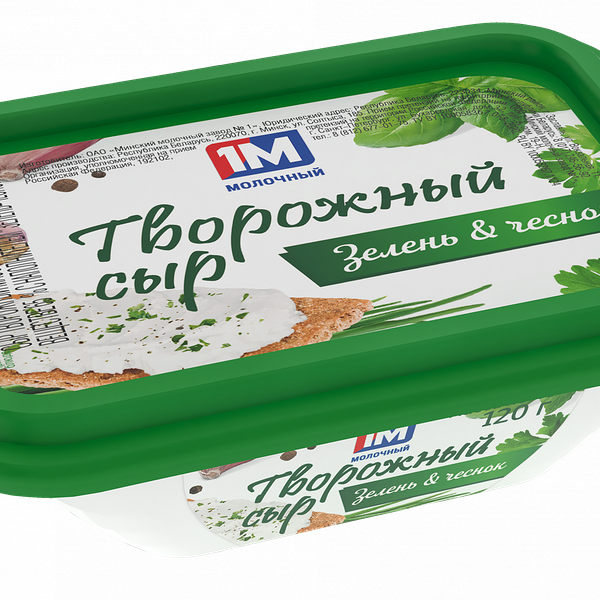 Сыр творожный «1М» с м.д.ж. 65% зелень-чеснок 120г
