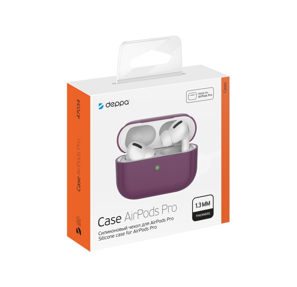 

Силиконовый чехол Deppa для AirPods Pro, бургунди