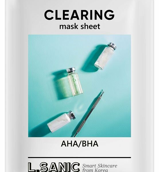 Маска для лица с AHA/BHA кислотами для очищения пор тканевая 25 мл ТМ L'Sanic