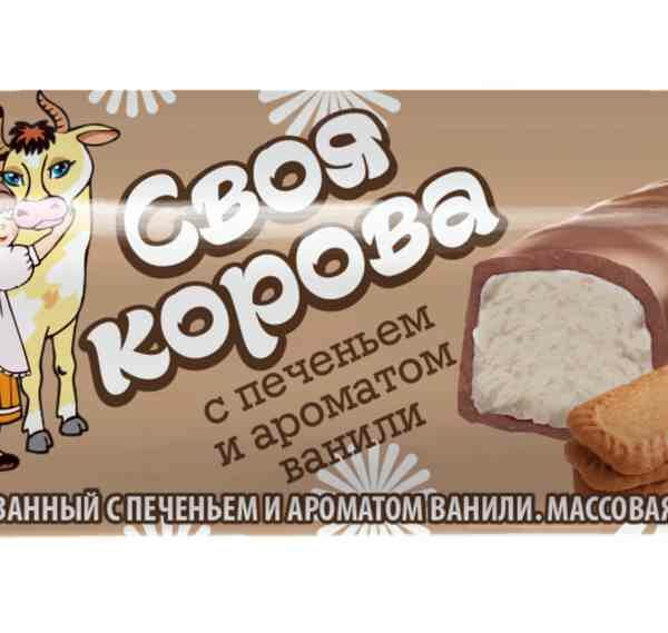 Десерт глазированный Своя корова с печеньем и ароматом ванили 23%