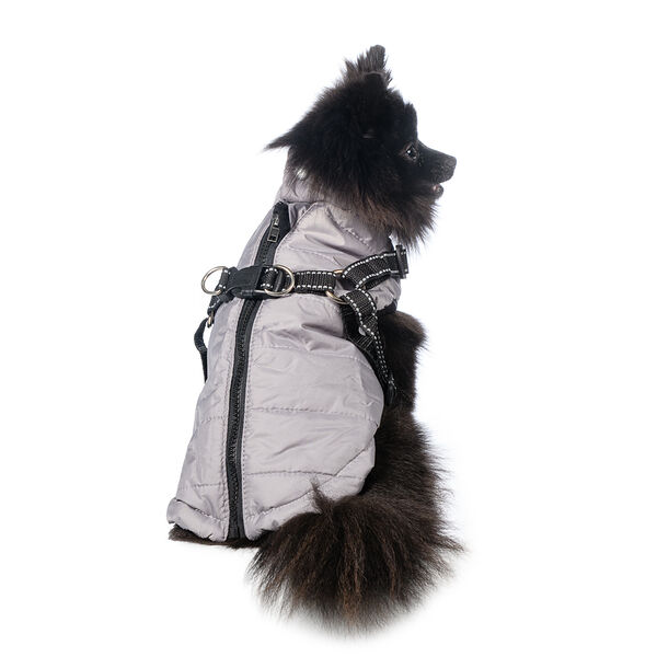 Куртка со шлейкой для собак M серый