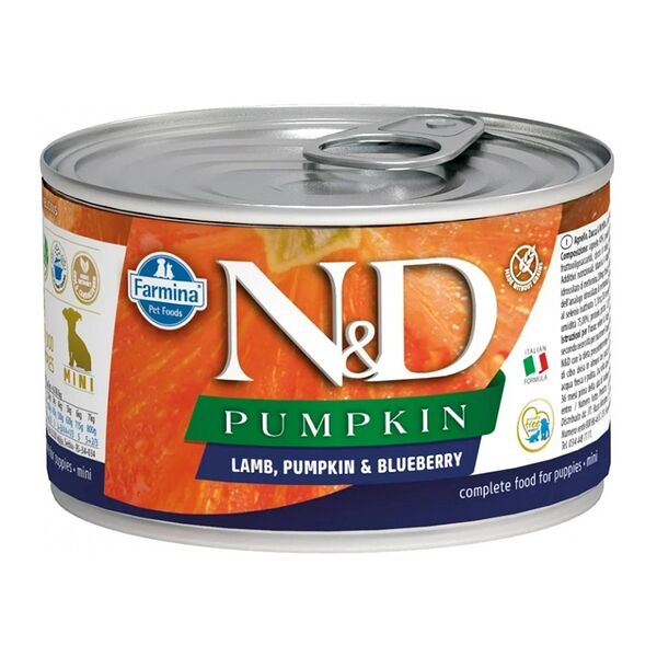 Farmina N&D Dog Pumpkin Puppy Mini консервы для щенков мелких пород Ягненок, тыква и черника