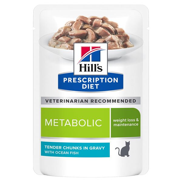 Корм для кошек HILL'S Prescription Diet Feline Metabolic для коррекции веса, Океаническая рыба пауч 85 г