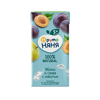 Нектар ФрутоНяня Яблоко и слива с мякотью с 5 месяцев 200 мл